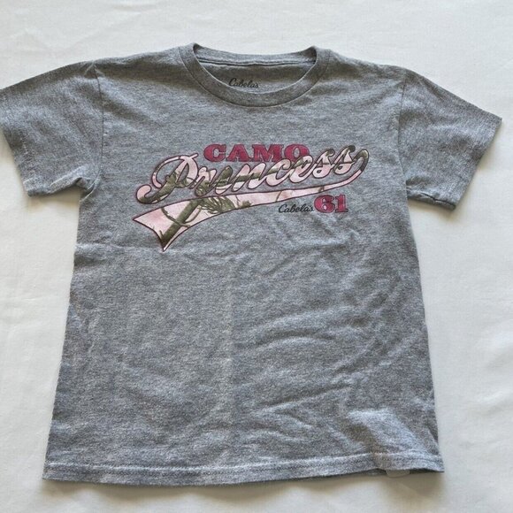 Cabelas Gray Camo Princess Graphic Youth T-Shirt Size Small - Picture 2 of 5